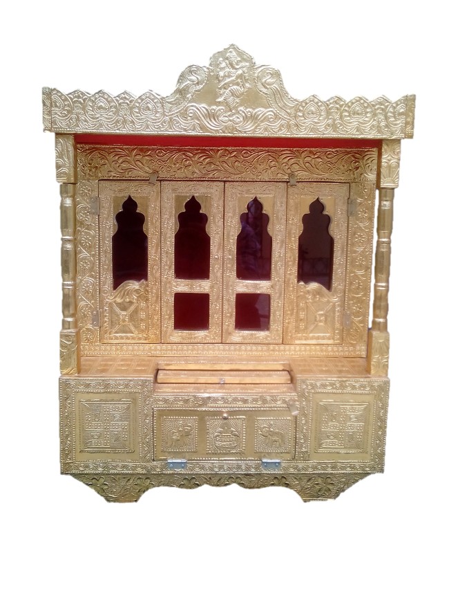 Golden Metal Pooja Temple - 18"